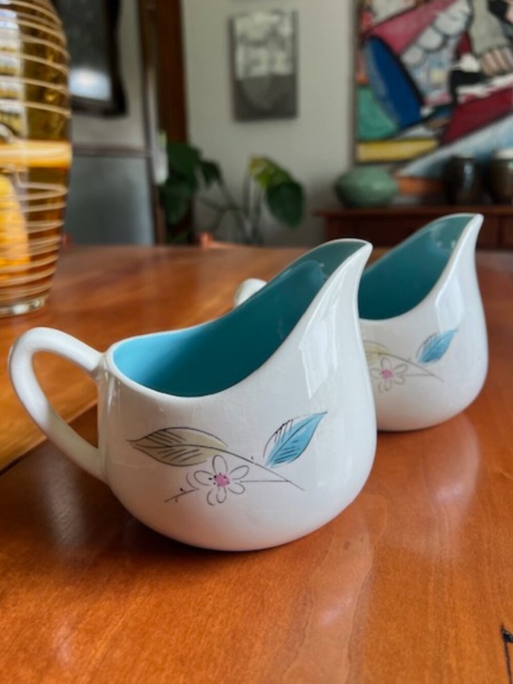 VINTAGE Salem China Biscayne Gravy Boat/Creamer MCM Set Of 2